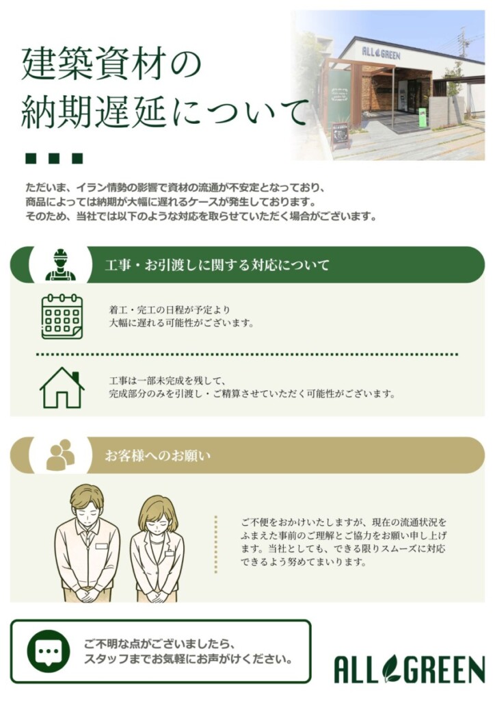 建築資材の納期遅延について (2)