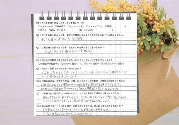 名古屋市でリフォーム外構を依頼したお客様のアンケート