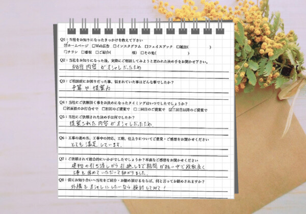 江南市で新築外構を依頼したお客様のアンケート